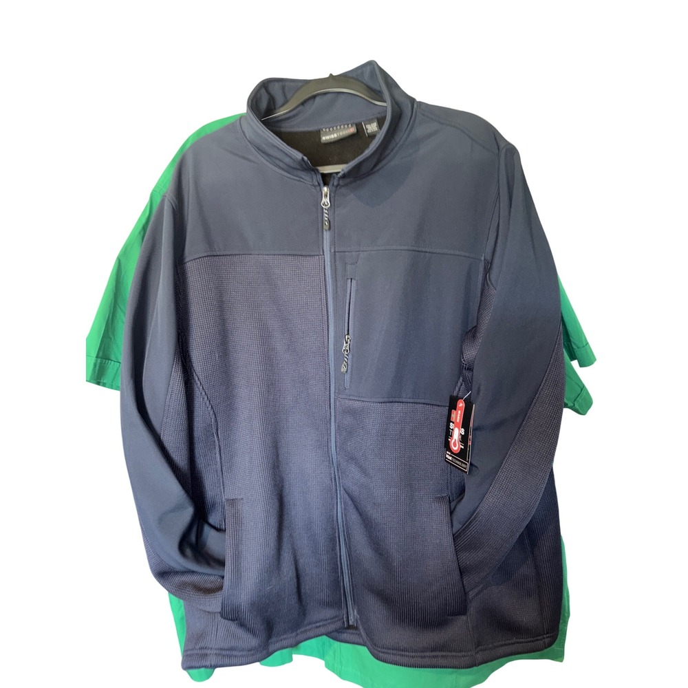 Swiss Tech Sweater Fleece Jacket Mens 2XL Dark Navy NEW Hybrid Full Zip Jacket